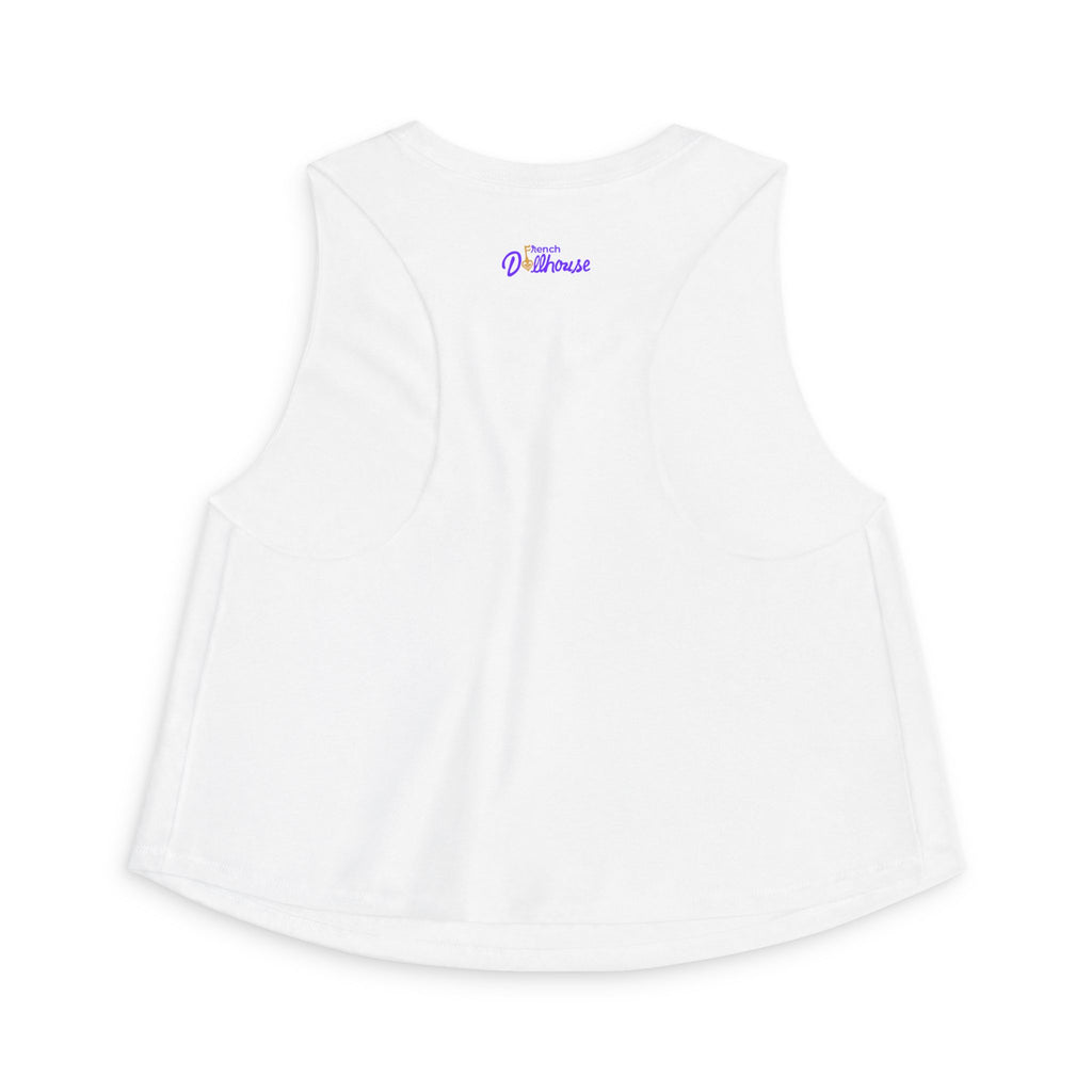 White Golden Key Crop Top — Women's Graphic Tank