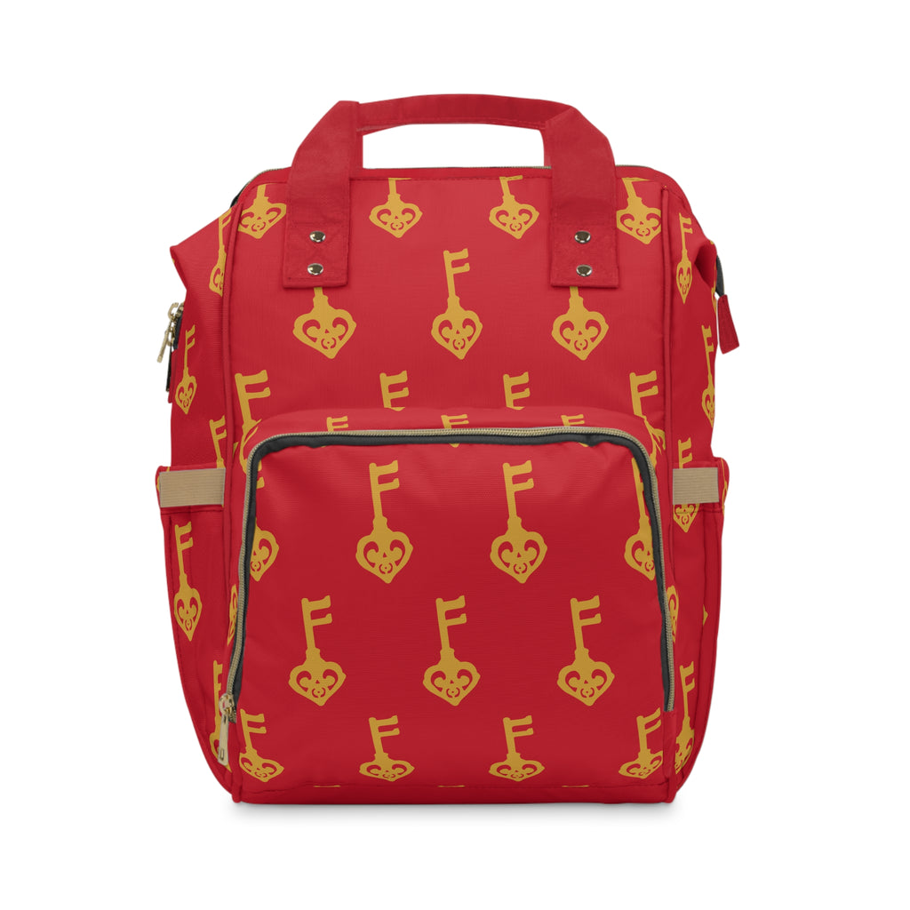 Ruby Red Golden Key of Love Backpack — Multifunctional Baby Bag