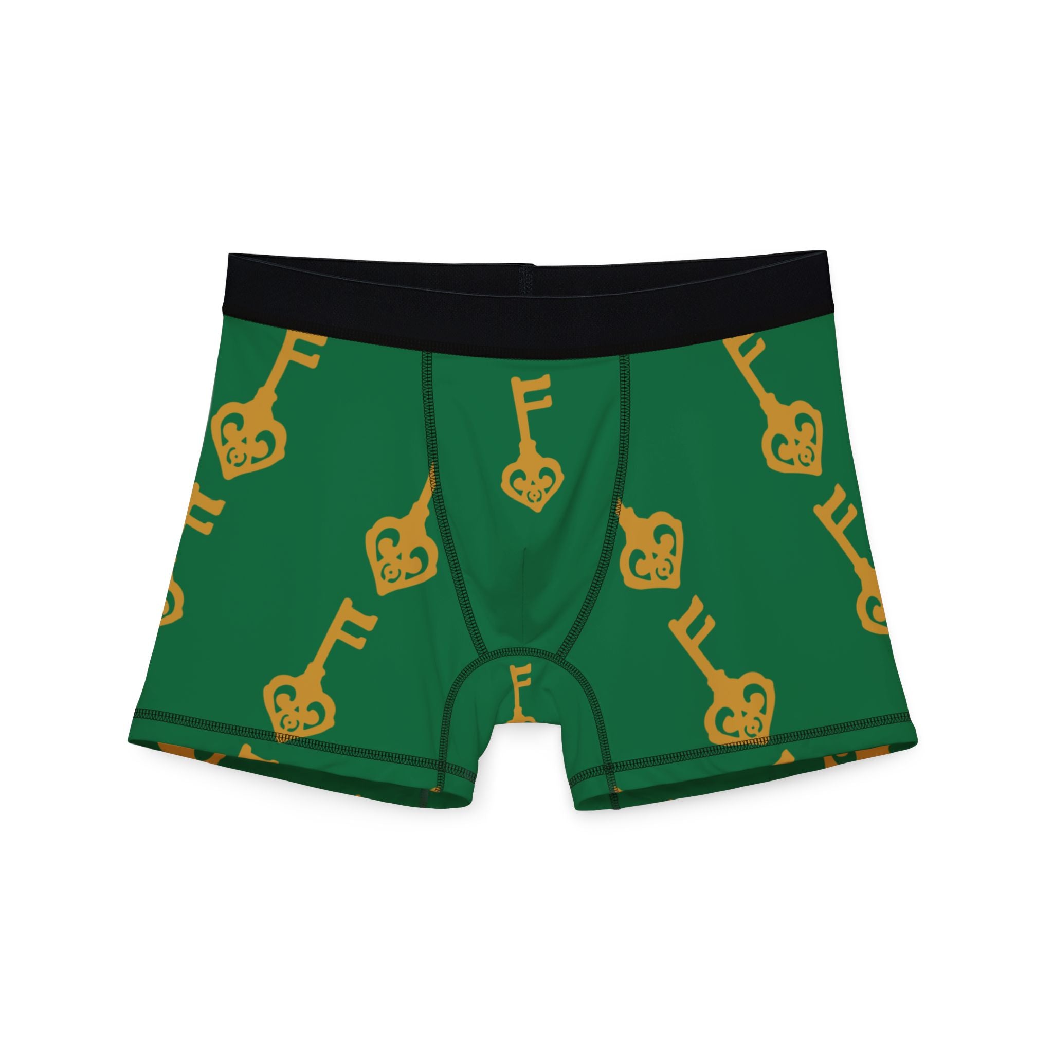 Green Golden Key of Hearts Boxer Briefs — Men's