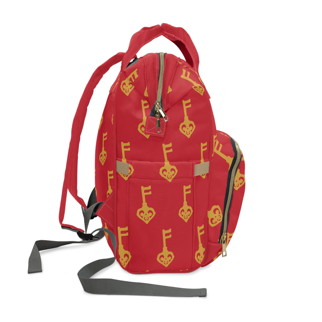 Ruby Red Golden Key of Love Backpack — Multifunctional Baby Bag