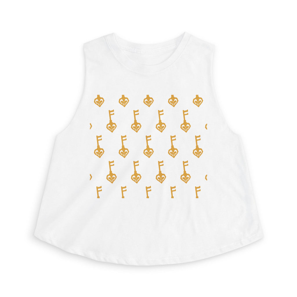 White Golden Key Crop Top — Women's Graphic Tank