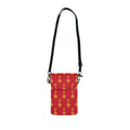 Ruby Red Golden Key Crossbody Phone Walle, Change Purse — Small Cell Phone Purse with Adjustable Strap