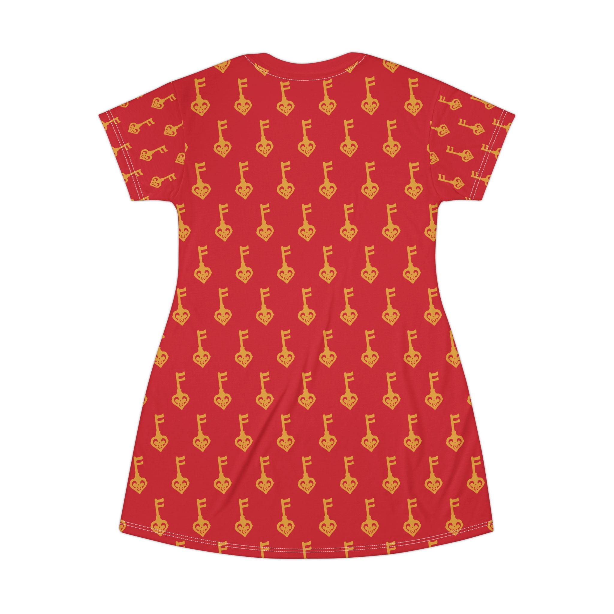 Ruby Red Golden Key Vintage T-Shirt Dress