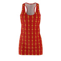 Racerback Dress — Red & Gold Guitar Pattern All-Over Print