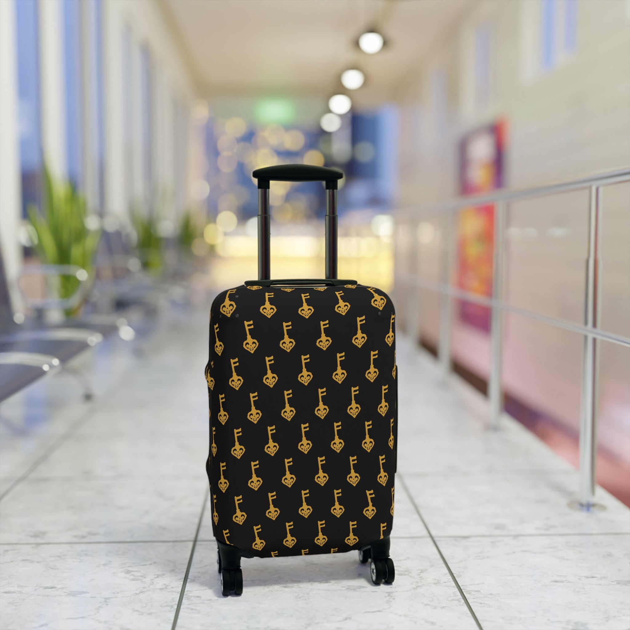 Black Golden Key Luggage Cover