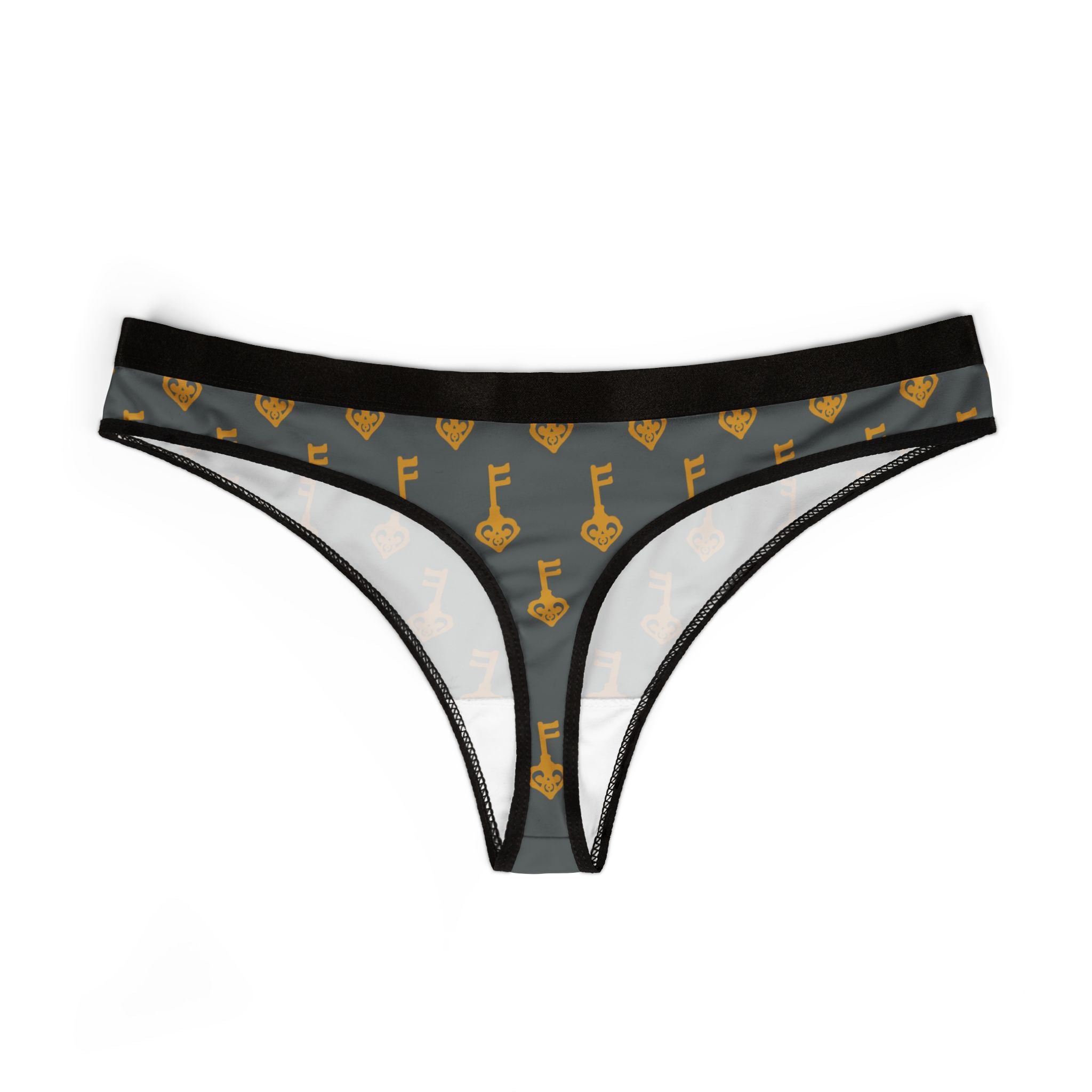 Grey Golden Key Women's Thong – Print