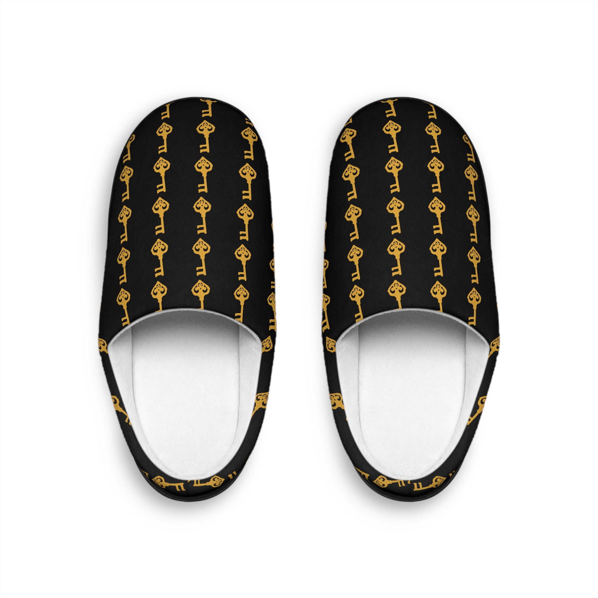 Black Golden Key Cozy Slippers — Men's