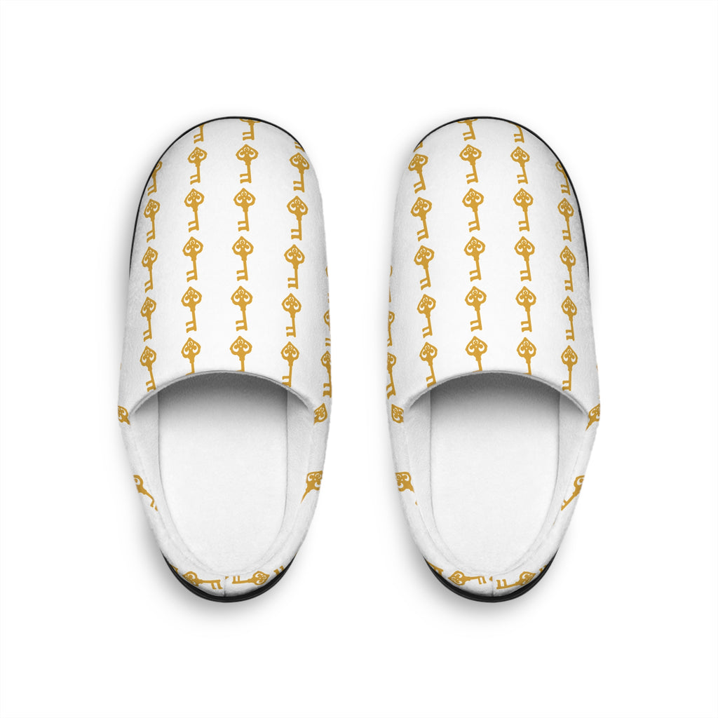 White Golden Key Cozy Slippers - Men's