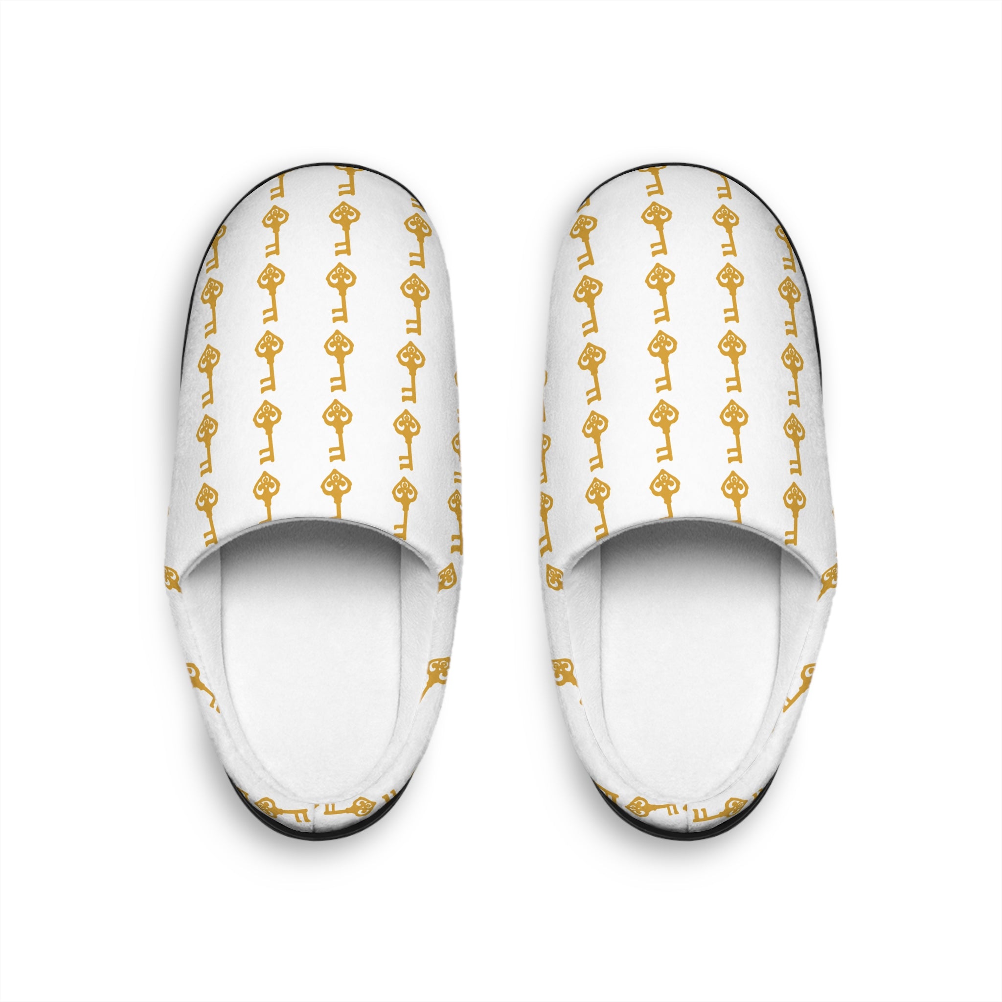 White Golden Key Cozy Slippers - Men's