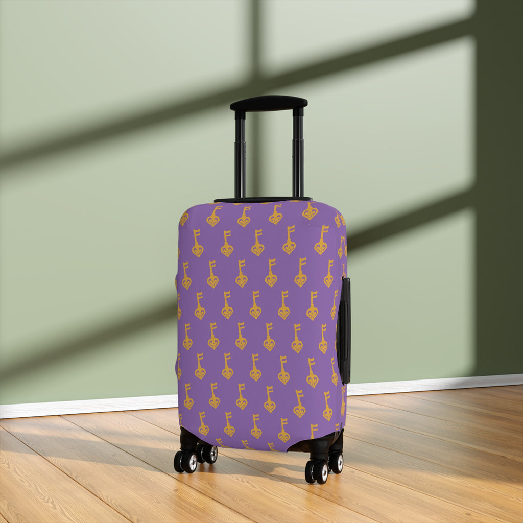 Purple Golden Key Luggage Cover — Protective Travel Suitcase Sleeve