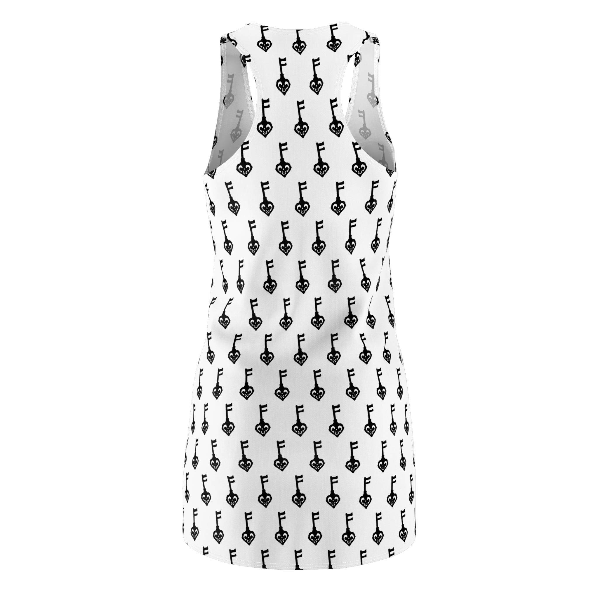 Racerback Dress — Minimal Black Guitar Pattern All-Over Print