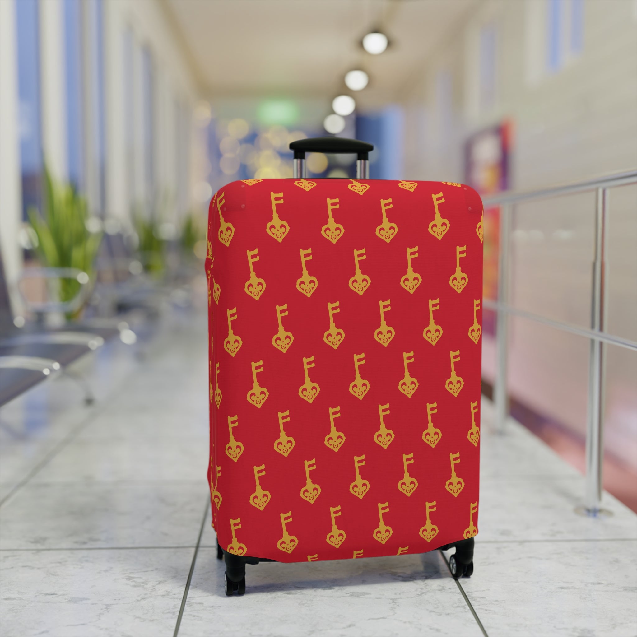 Red GuitaRuby Red Golden Key Luggage Cover - Musical Travel Suitcase Protector