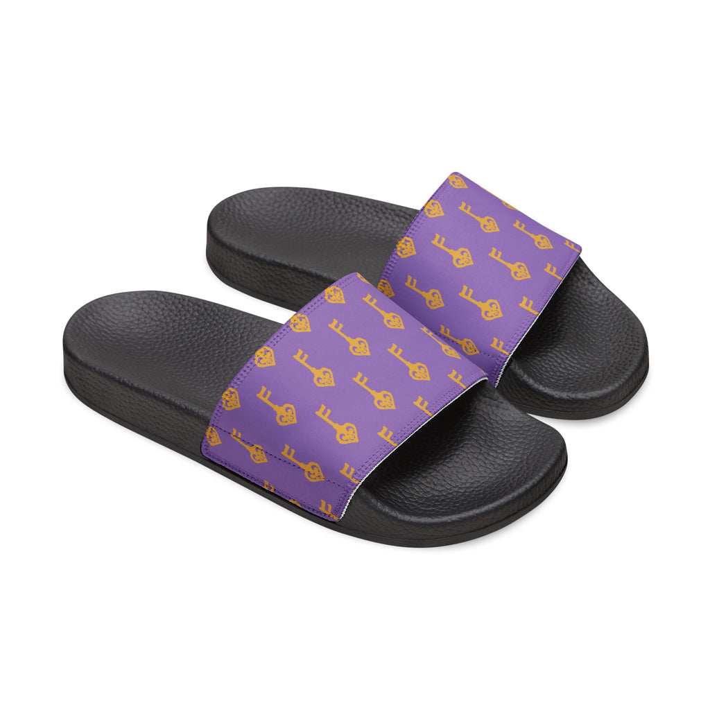 Purple Golden Key Slide Sandals — Women's Removable-Strap Slides