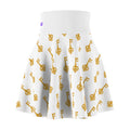 White Golden Key & Black Key Skater Skirt — Gold & Black Women's Skirt