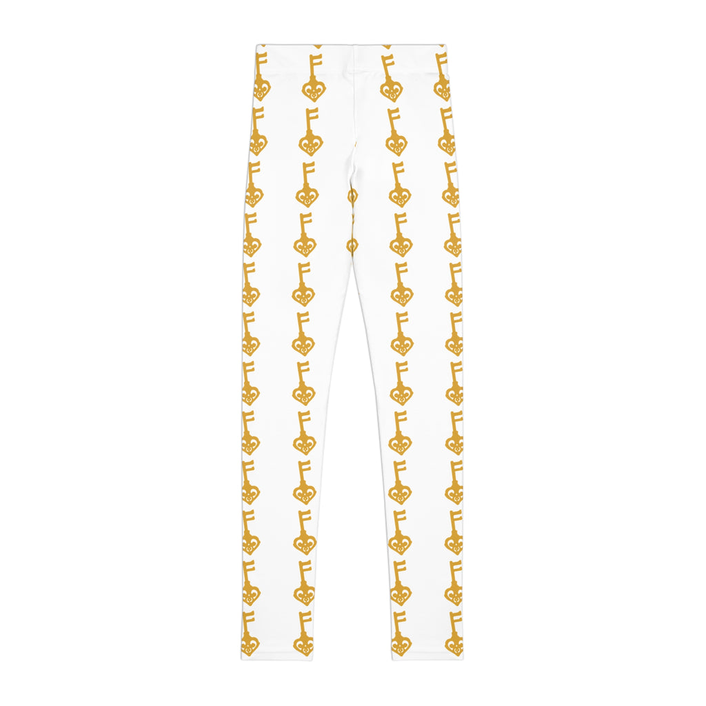 Youth Leggings - White Golden Key