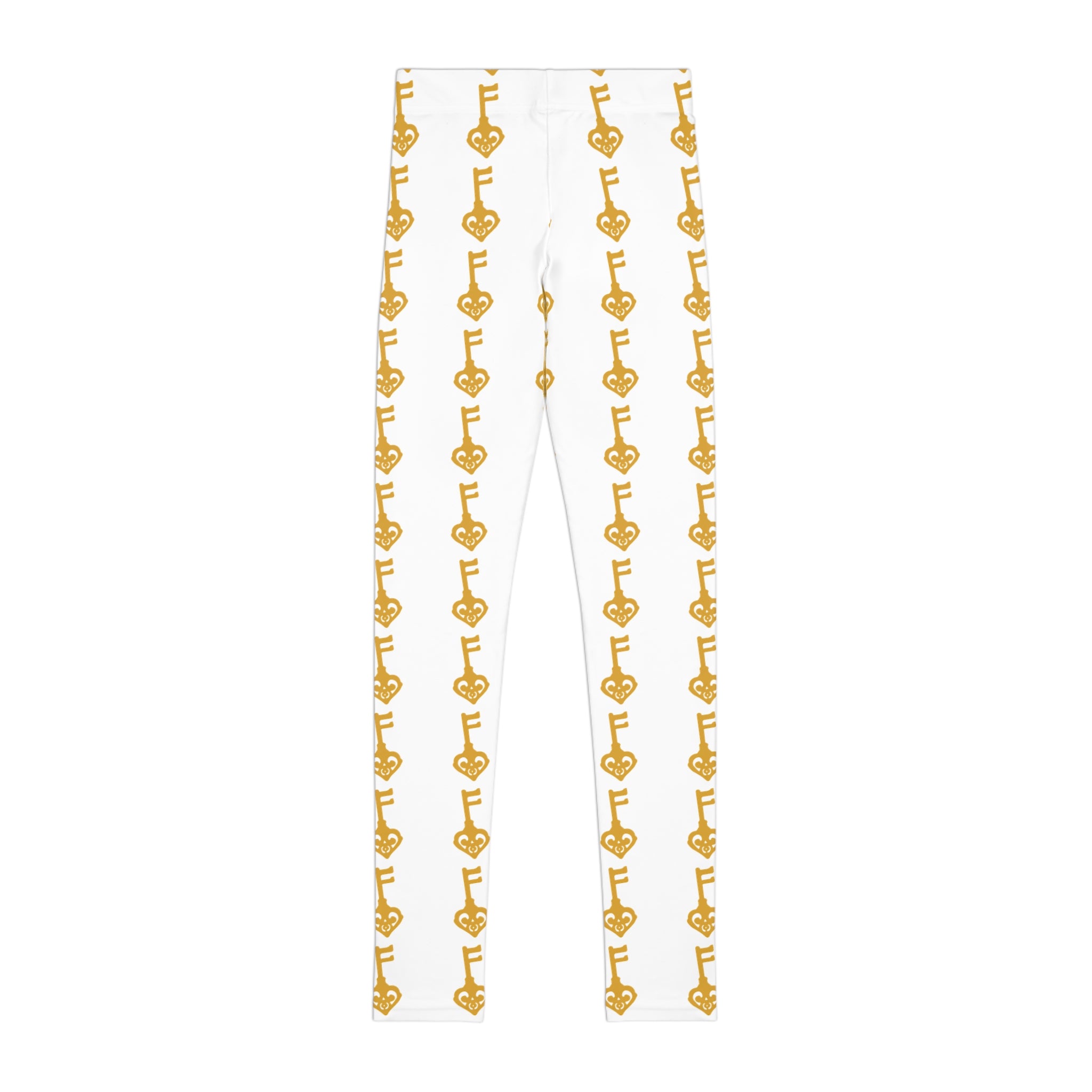 Youth Leggings - White Golden Key