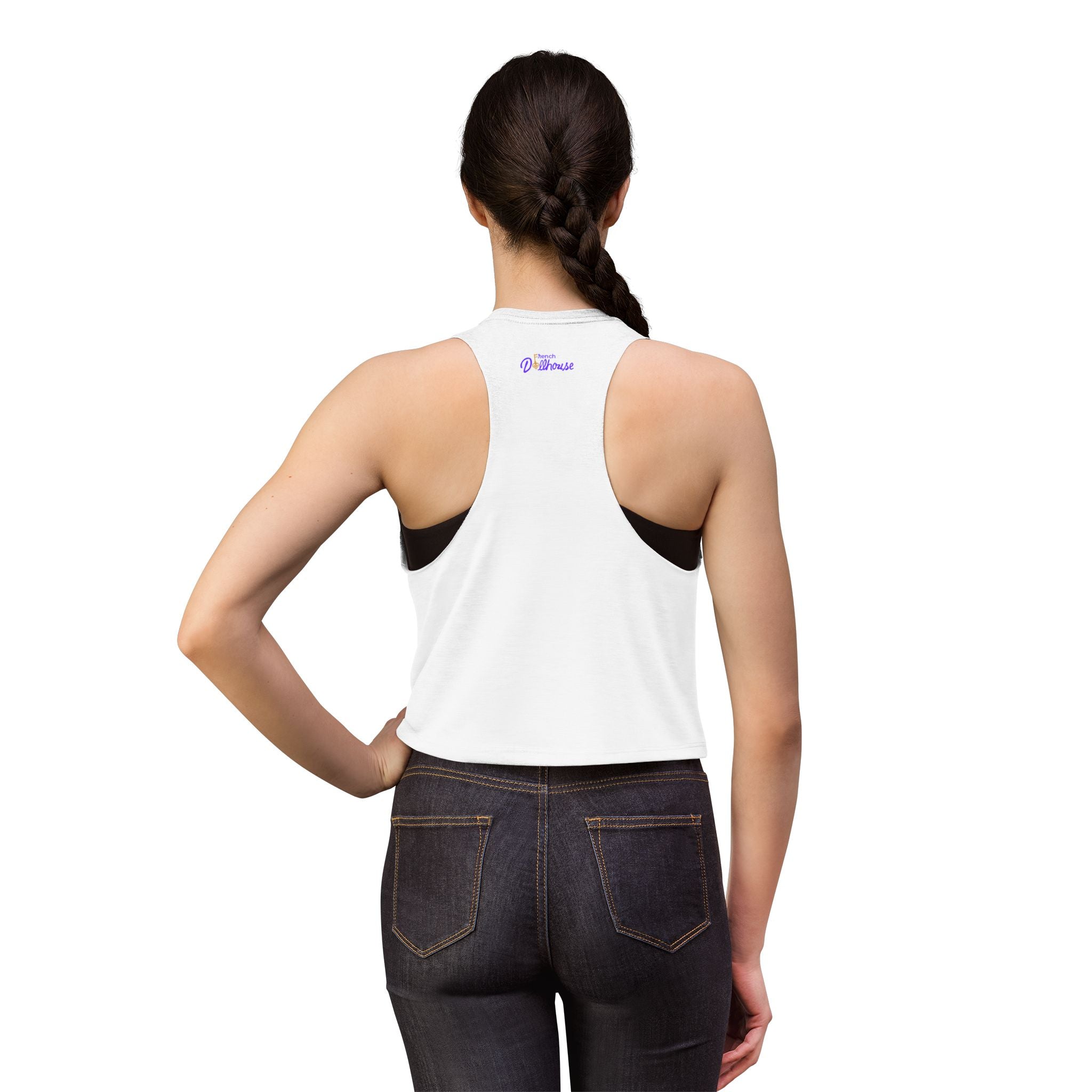 White Golden Key Crop Top — Women's Graphic Tank