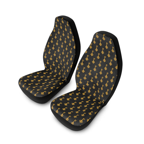 Black Golden Key Car Seat Covers — Polyester Front Seat Protector