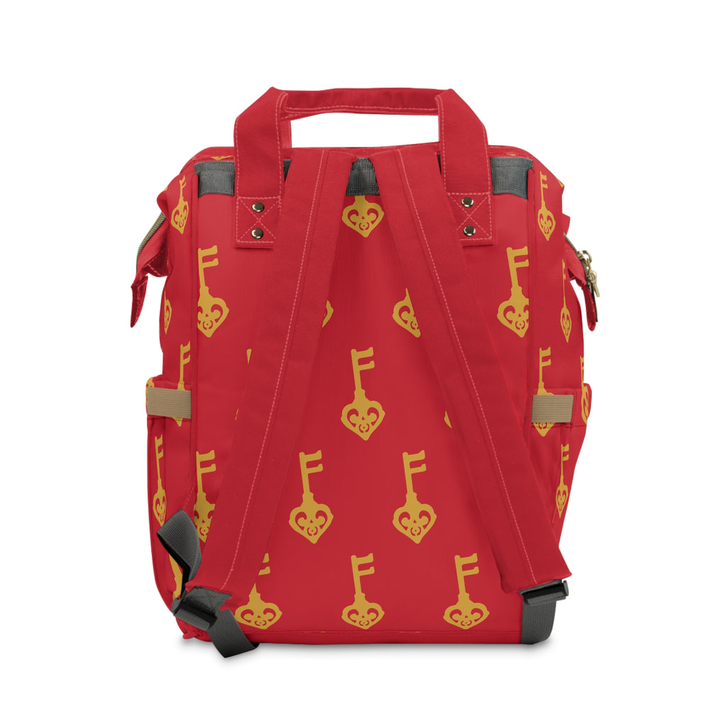 Ruby Red Golden Key of Love Backpack — Multifunctional Baby Bag