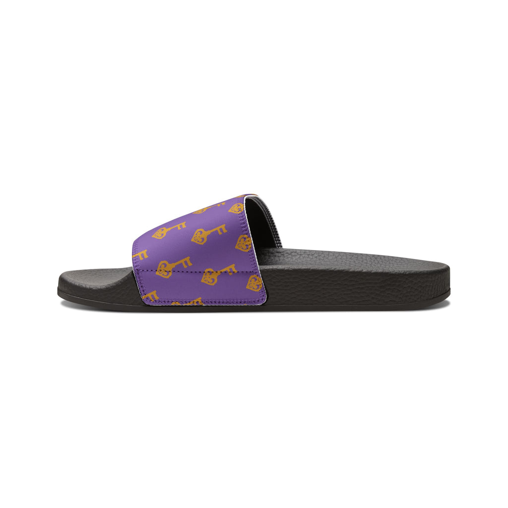 Purple Golden Key Slide Sandals — Women's Removable-Strap Slides