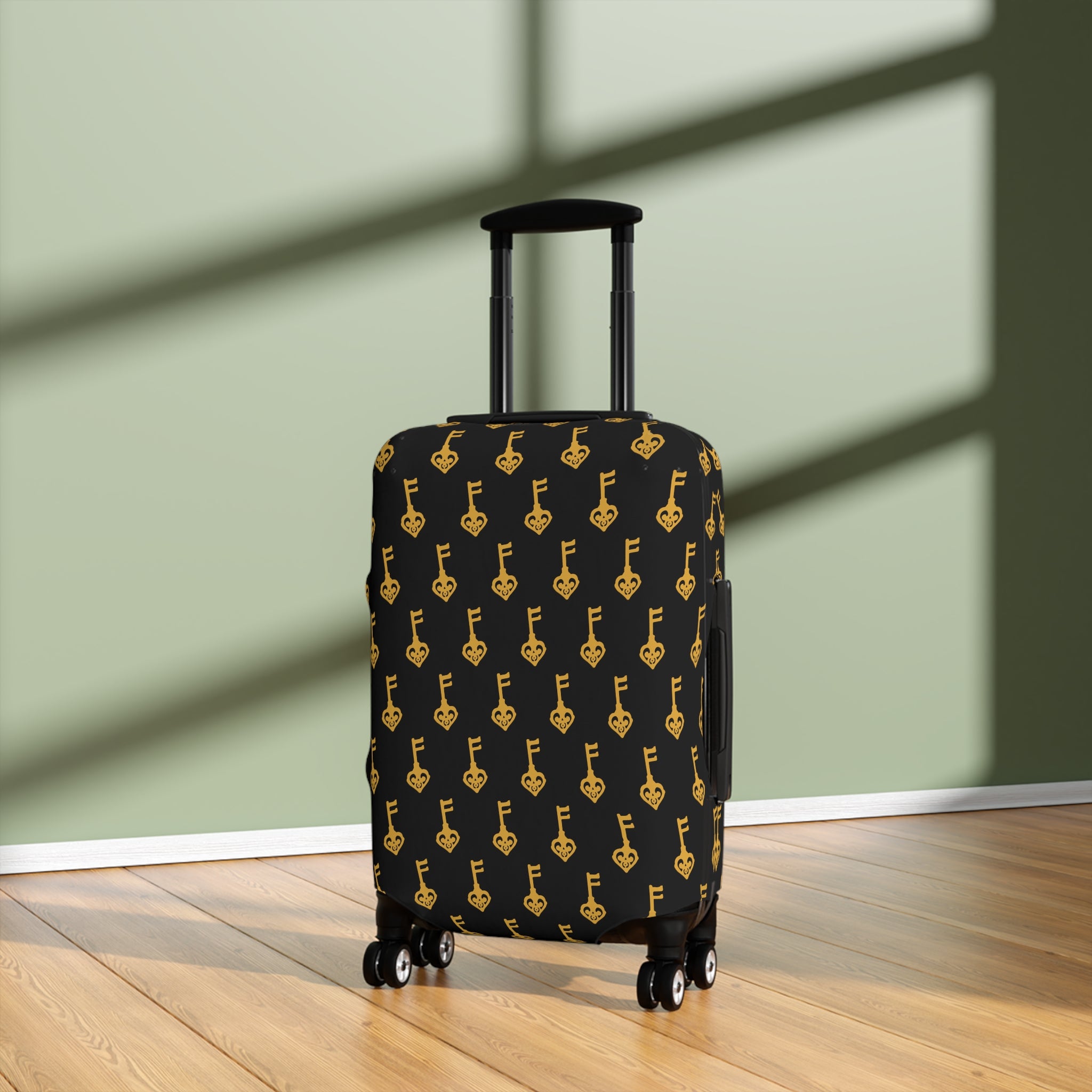 Black Golden Key Luggage Cover