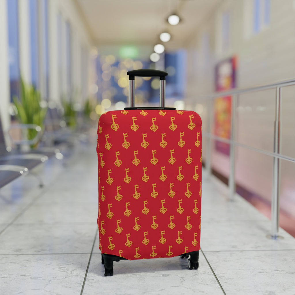 Red GuitaRuby Red Golden Key Luggage Cover - Musical Travel Suitcase Protector