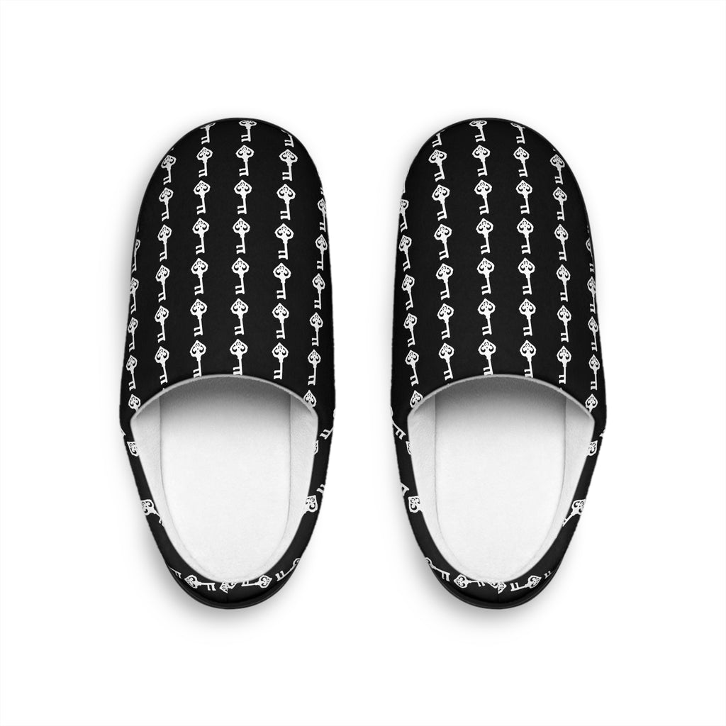 Black White Key Cozy Slippers — Men's