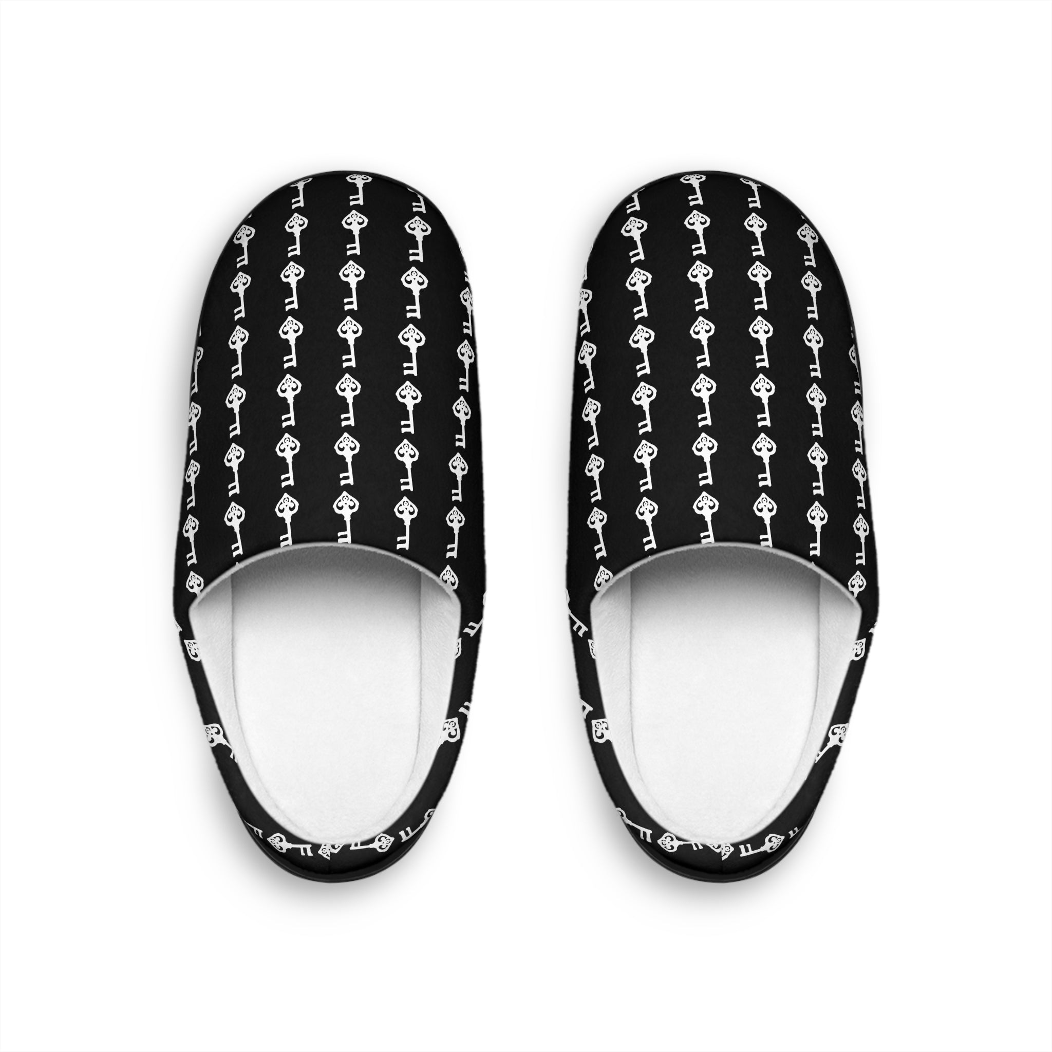 Black White Key Cozy Slippers — Men's