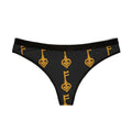 Women's Thong — Black & Gold Vintage Key Pattern
