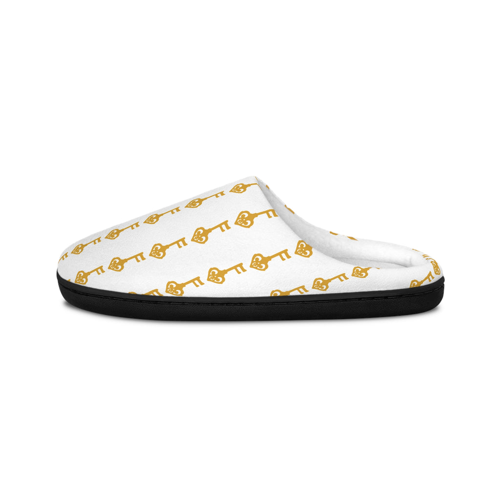 White Golden Key Cozy Slippers - Men's