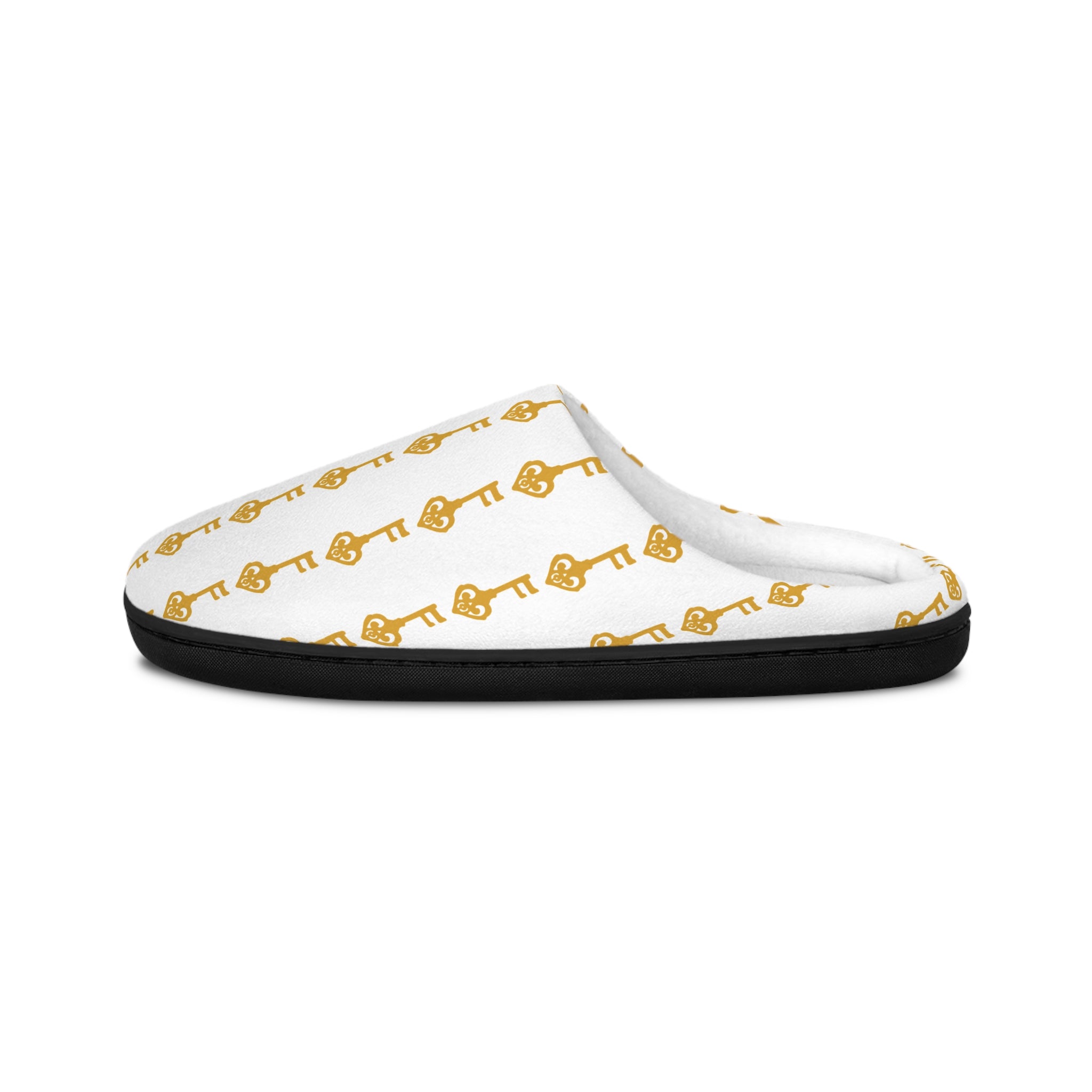 White Golden Key Cozy Slippers - Men's