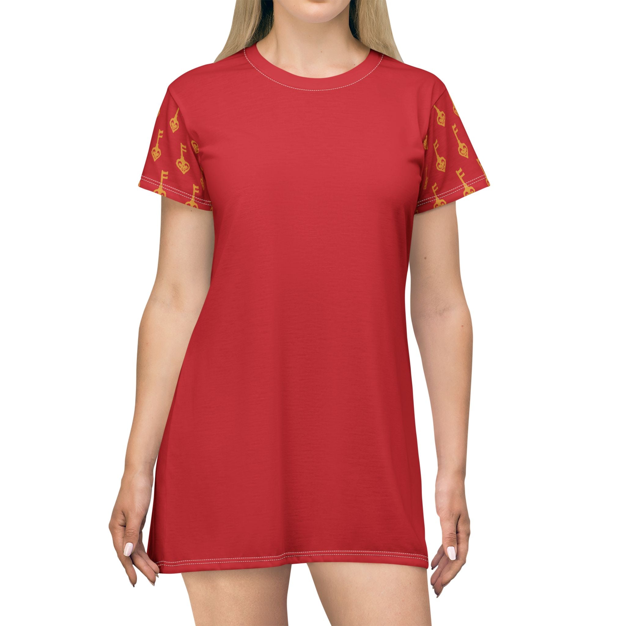 Ruby Red Golden Key Vintage T-Shirt Dress