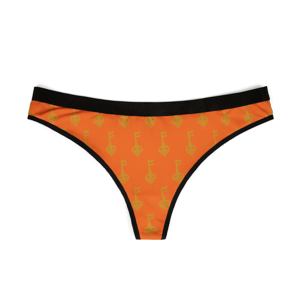 Orange Key Pattern Women's Thong — Autum Orange Golden Key -Inspired Lingerie