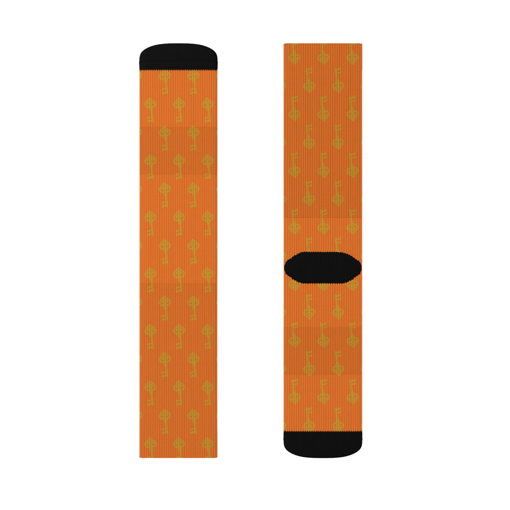 Orange Pumpkin Pattern Sublimation Socks —Crew Socks