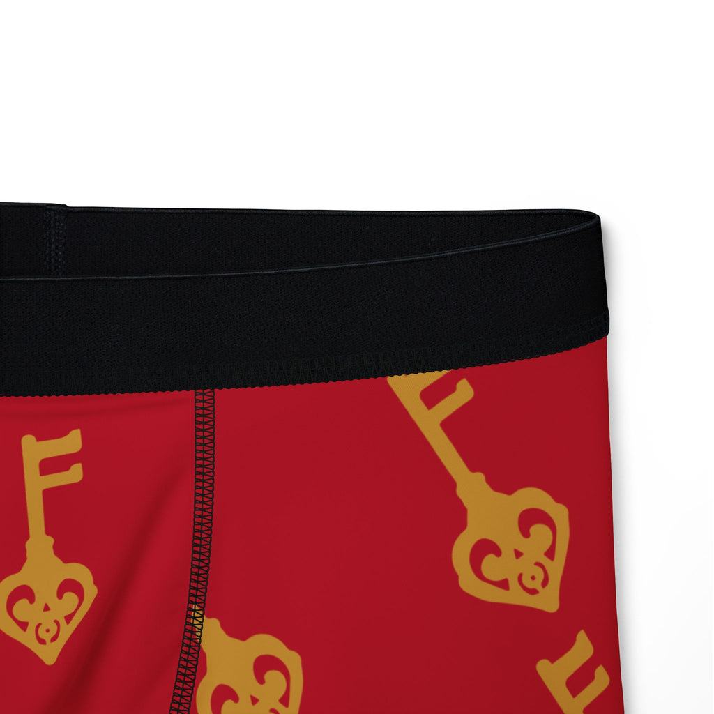 Ruby Red Golden Key of Hearts Boxer Briefs — Men's