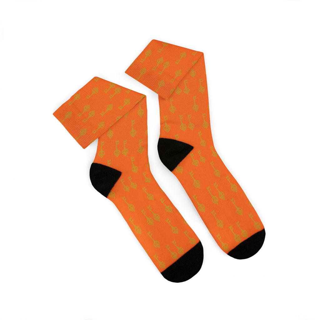 Orange Pumpkin Pattern Sublimation Socks —Crew Socks