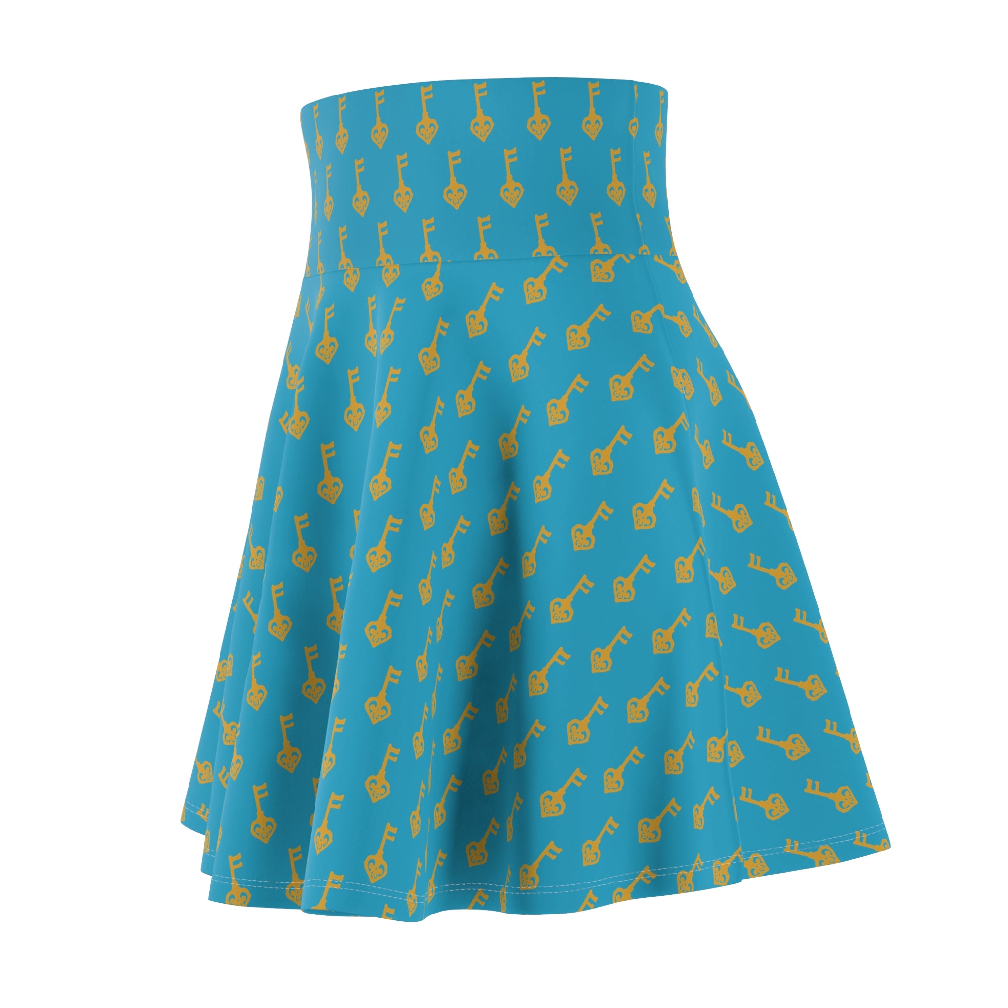 Golden Key Skater Skirt — Turquoise Circle Skirt