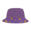 Purple Key Pattern Bucket Hat — Graphic All-Over-Golden Key  Hat