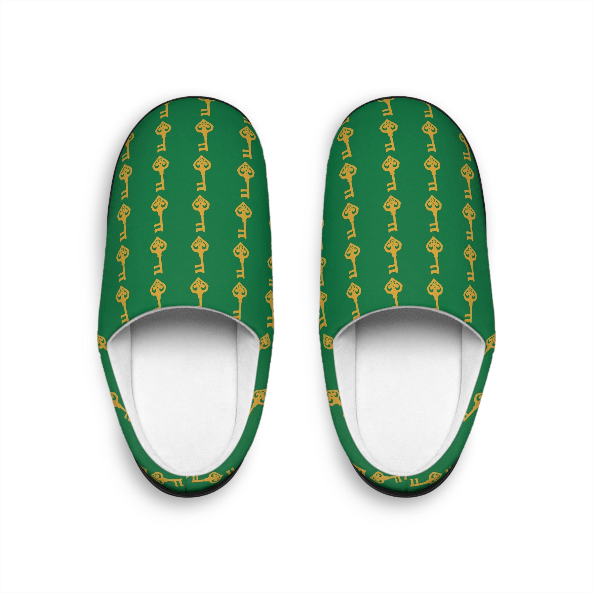 Green Golden Key Cozy Slippers — Men's