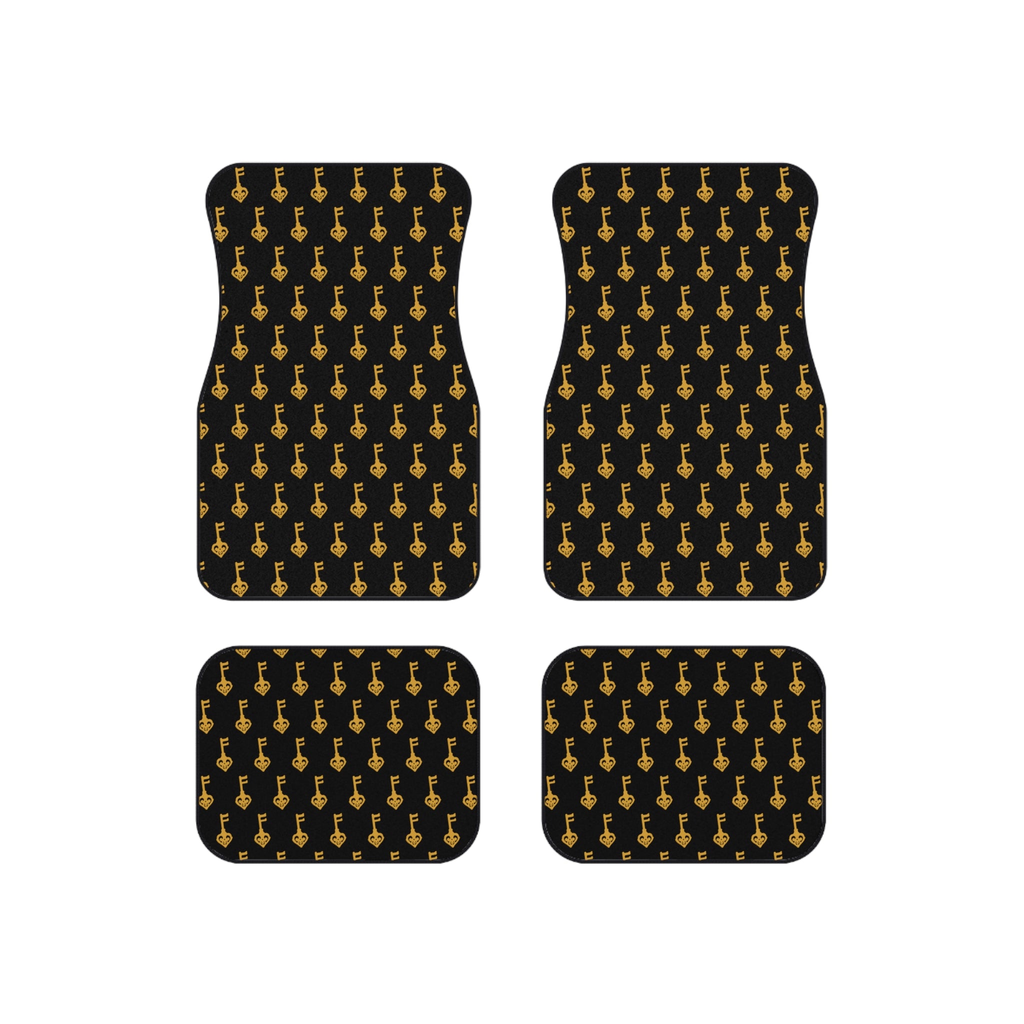 Black Golden Key Car Mats (Set of 4)