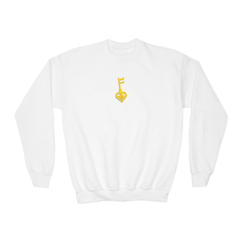 Youth Crewneck Sweatshirt — Golden Key Chest Embroidery