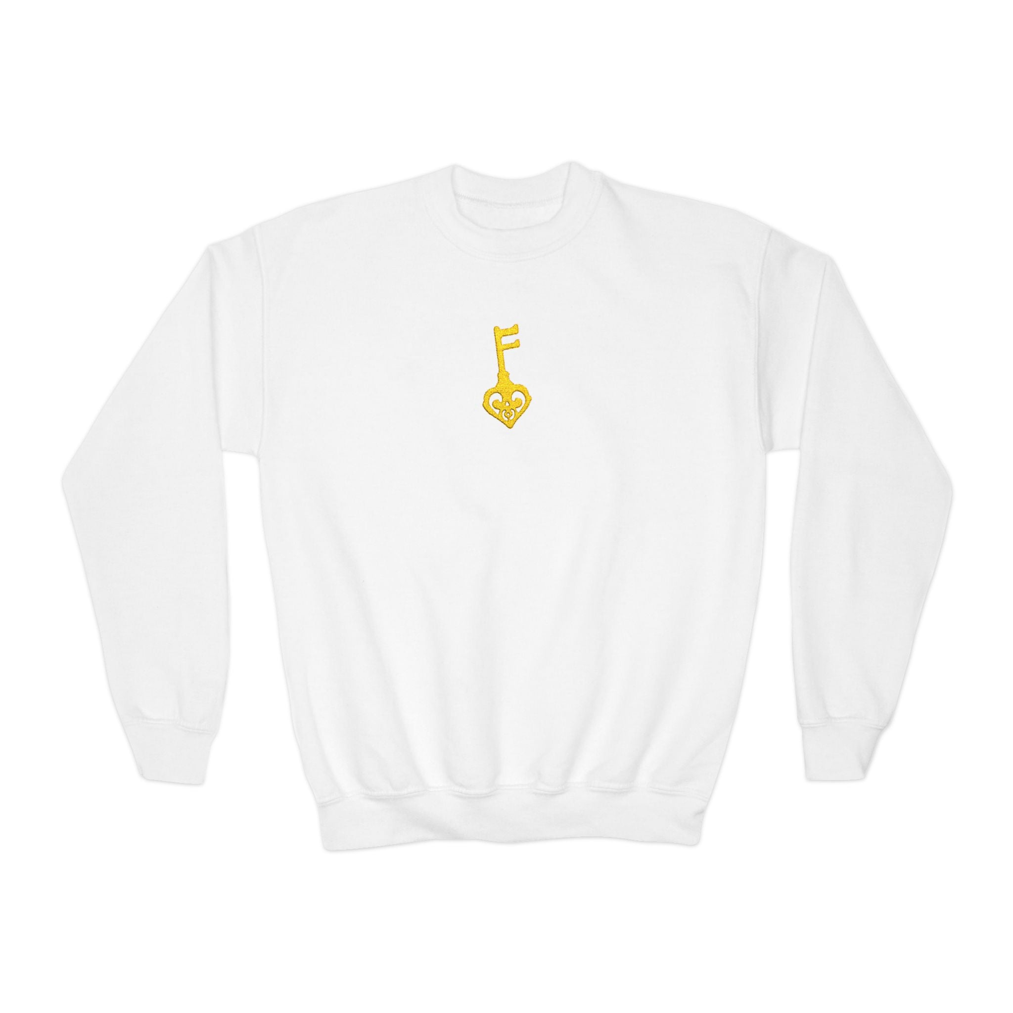 Youth Crewneck Sweatshirt — Golden Key Chest Embroidery