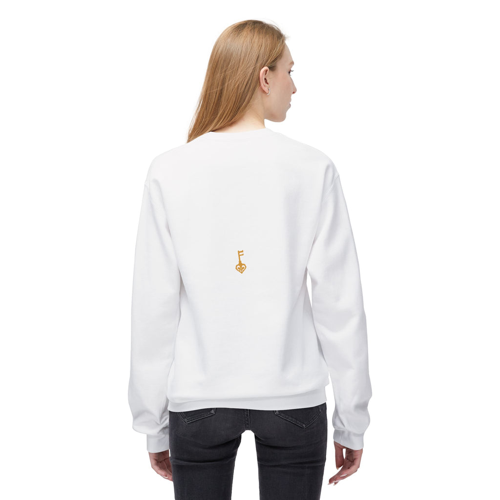 White Unisex Golden Key Crewneck Sweatshirt