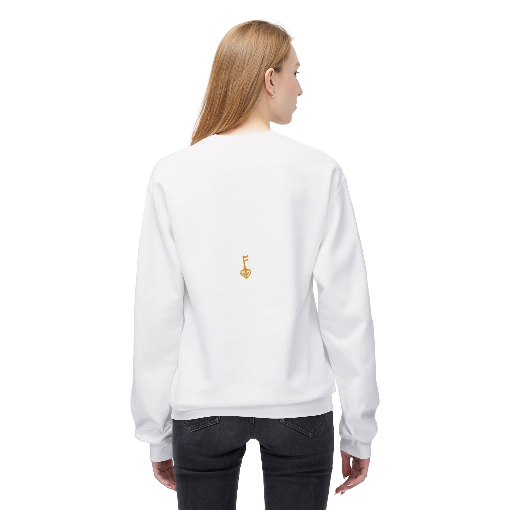 White Unisex Golden Key Crewneck Sweatshirt