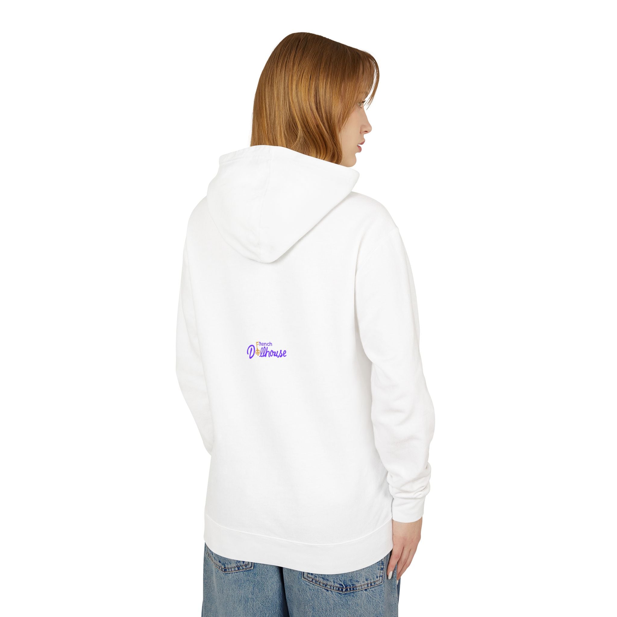 White Unisex Lightweight Hooded Sweatshirt