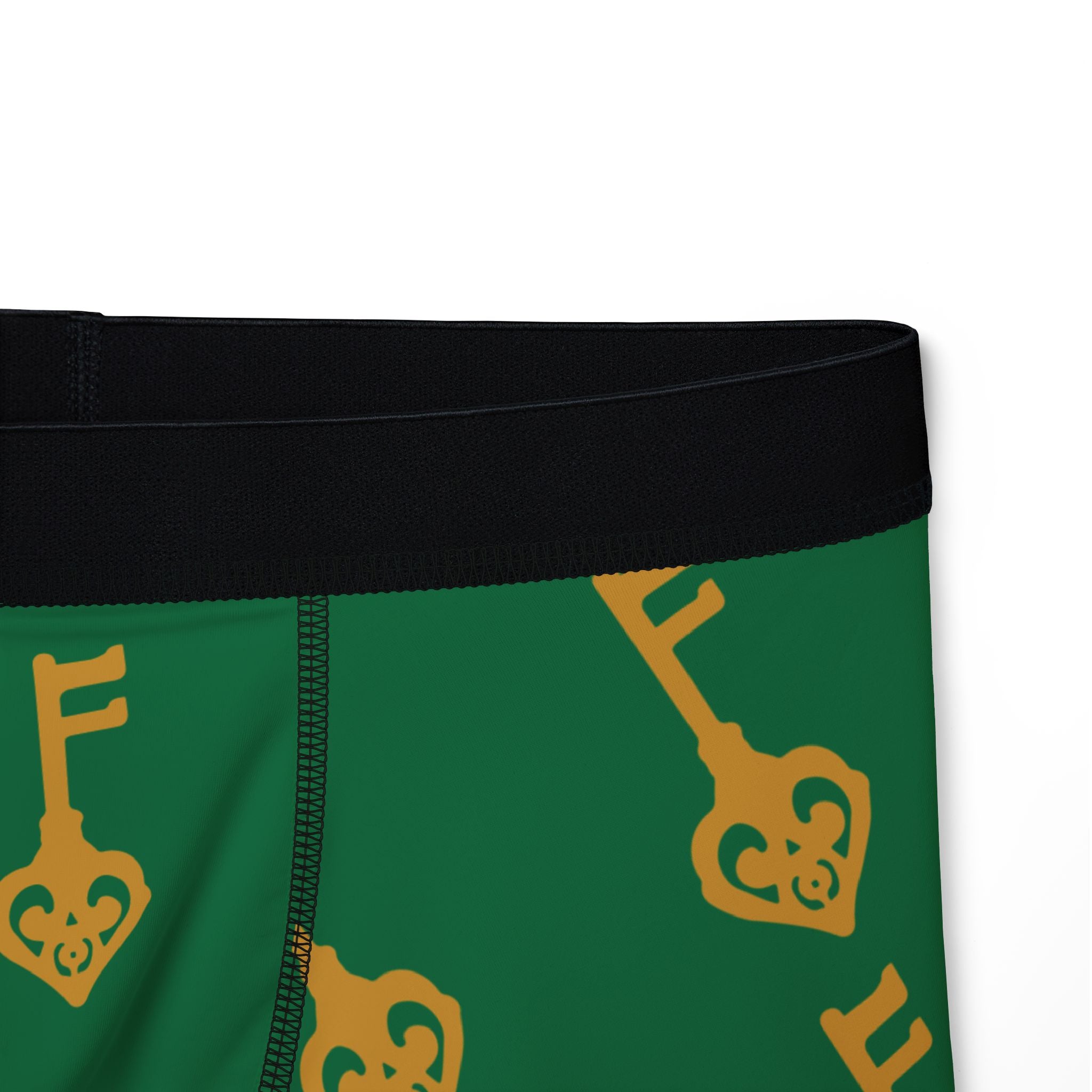 Green Golden Key of Hearts Boxer Briefs — Men's