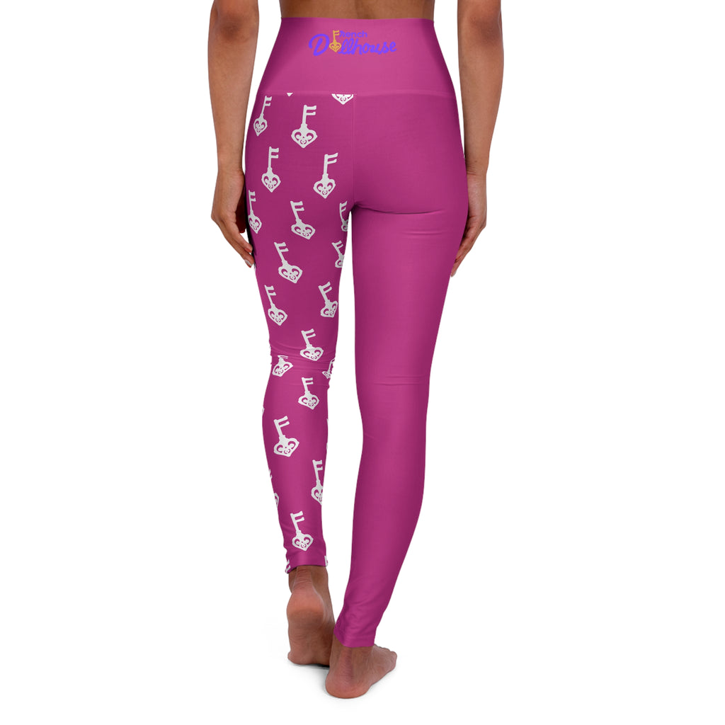 Magenta High-Waist White Key Leggings — Women's