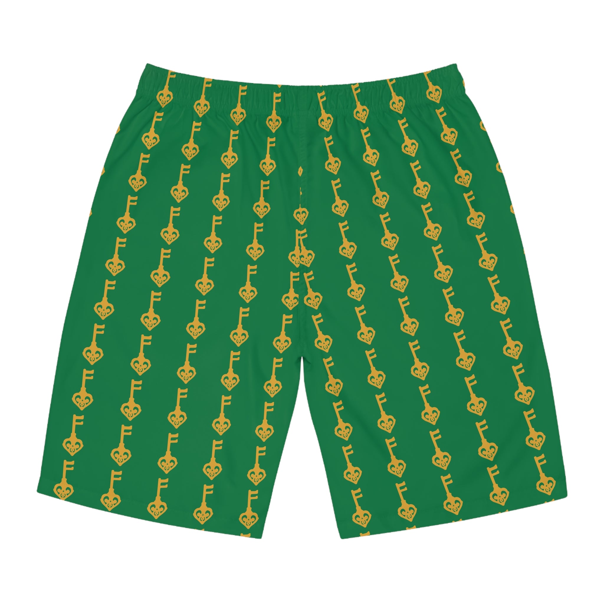 Green Golden Key Board Shorts — Men;s