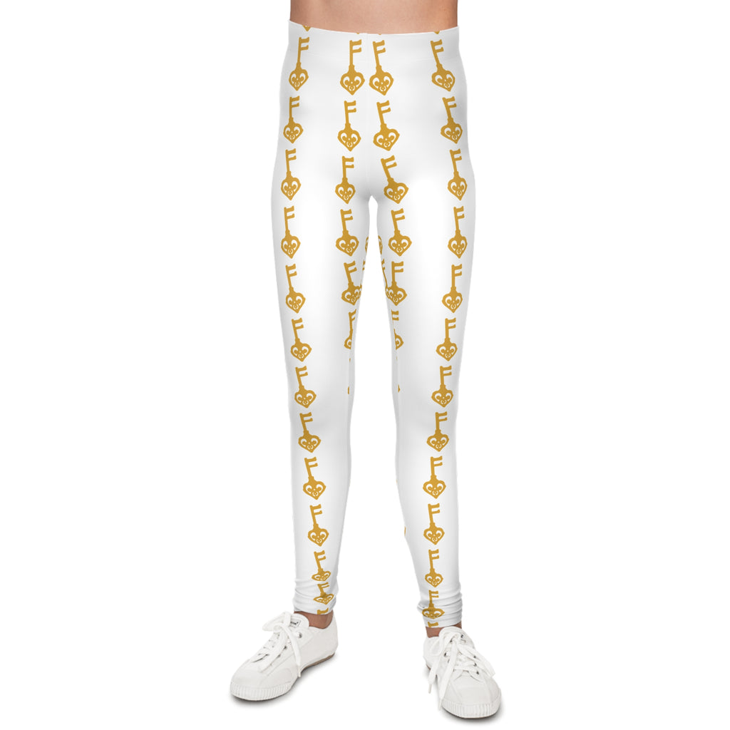 Youth Leggings - White Golden Key