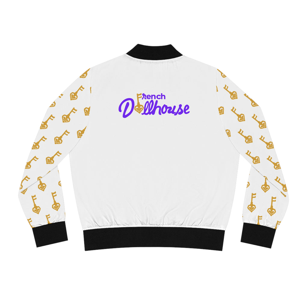 White Black & Golden Key Women's Bomber Jacket